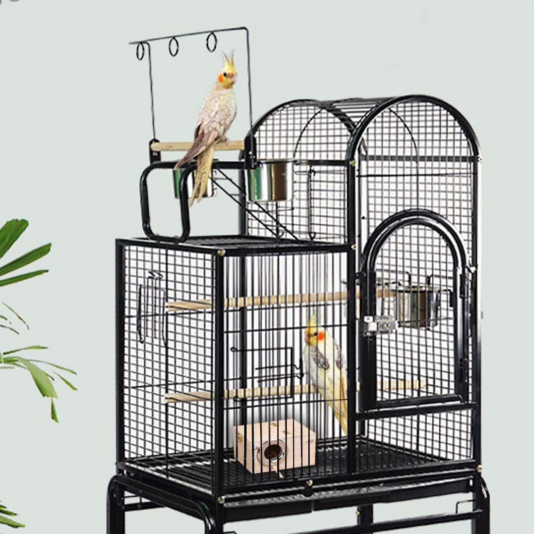 Parakeet Nesting Box, Bird Nest Breeding Box Cage Wood House for Finch Lovebirds Cockatiel Budgie Conure Parrot (M:9.8"×5.1"×5.3")