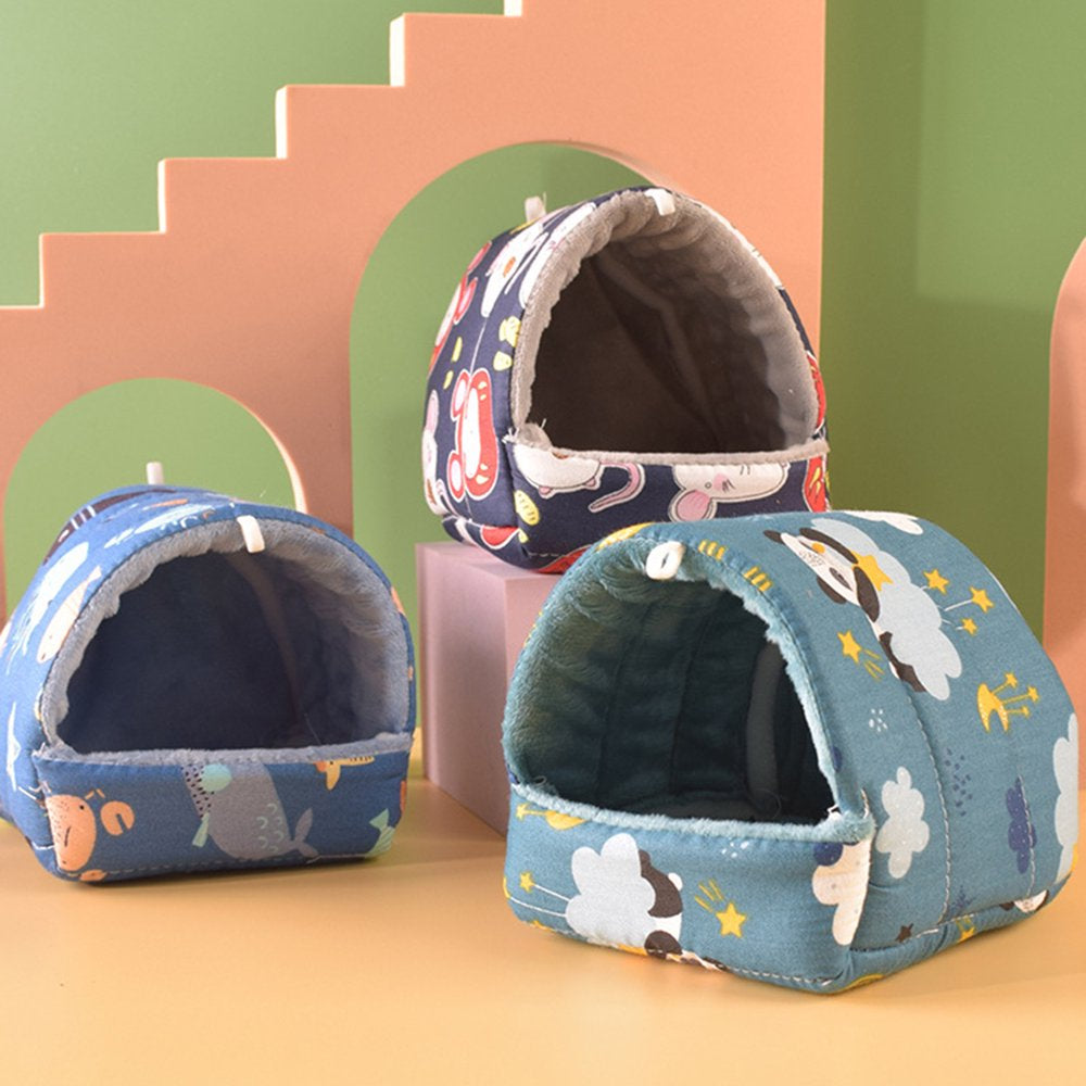 Cartoon Pattern Guinea Pig Cave House Bed, Rabbit Squirrel Chinchilla Hamster Hedgehog Nest Hideout, Small Animals Cage Warm Supplies, Machine Washable