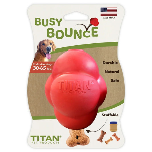 Busy Bounce Durable Rubber Dog Toy, Large, Red