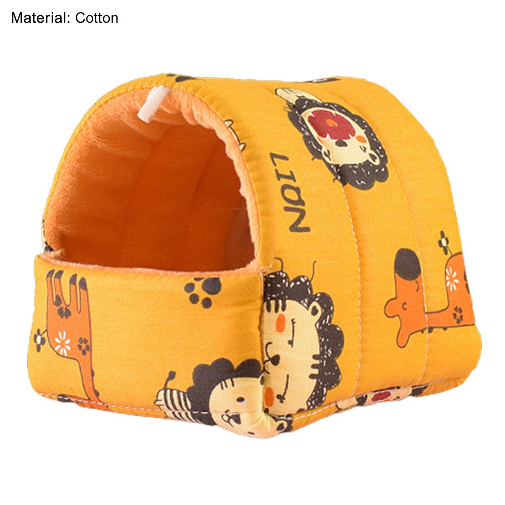 Cartoon Pattern Guinea Pig Cave House Bed, Rabbit Squirrel Chinchilla Hamster Hedgehog Nest Hideout, Small Animals Cage Warm Supplies, Machine Washable