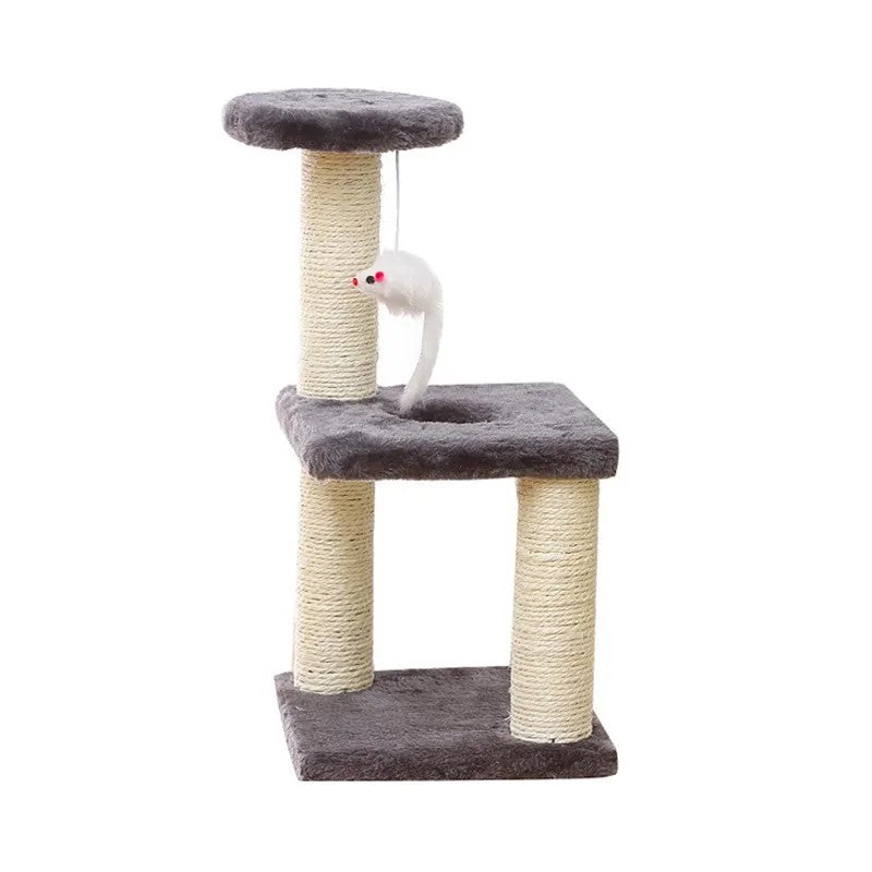 Active Cat Three Layer Toy with Jumping Platform Gray Indoor Tower