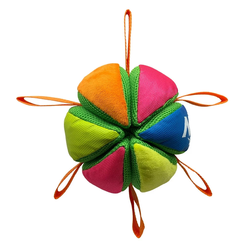 Squeak & Crunch Wedgeball with Straps Fetch Dog Toy