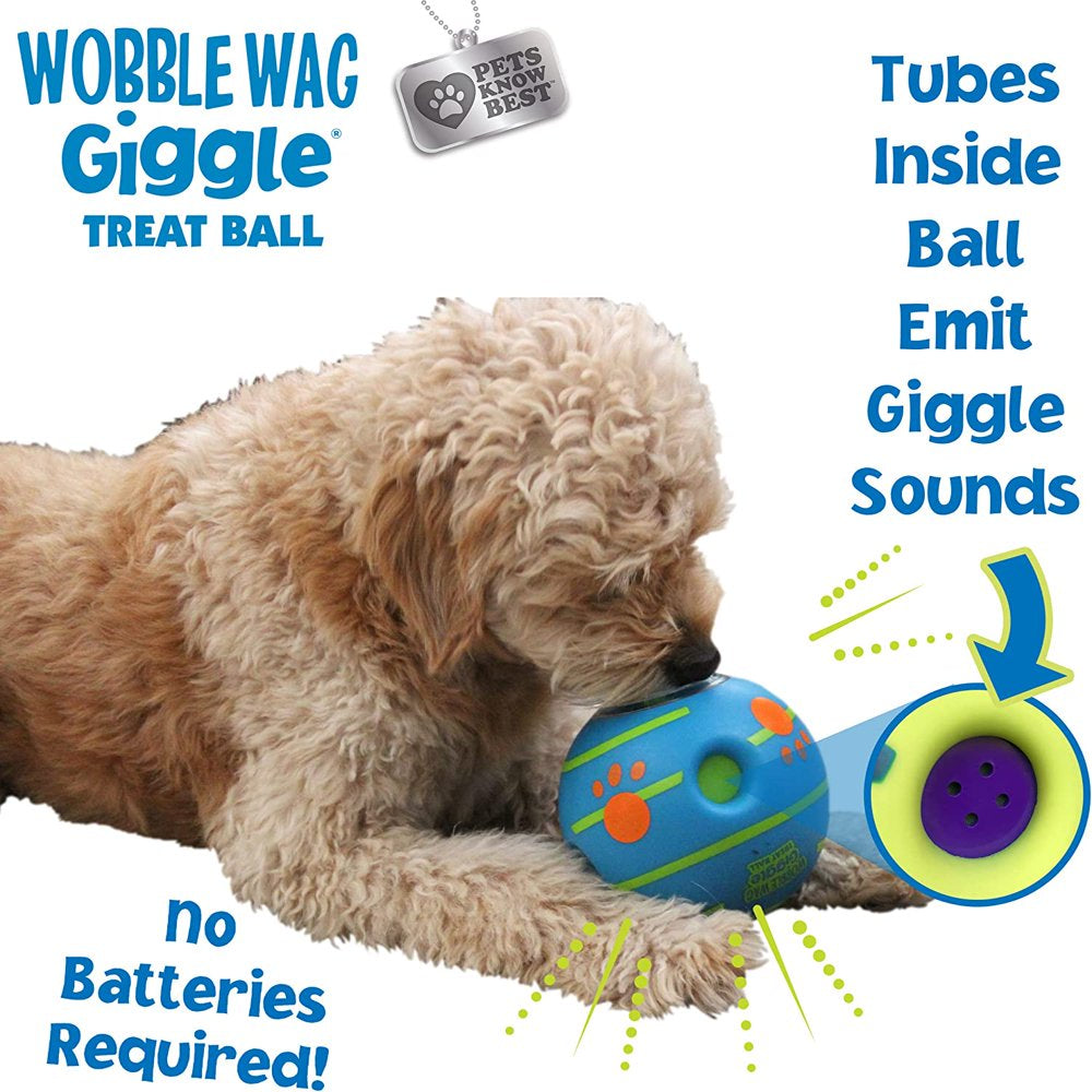 Wobble Wag Giggle Treat Ball, Interactive Dog Toy & Treat Dispenser, Blue