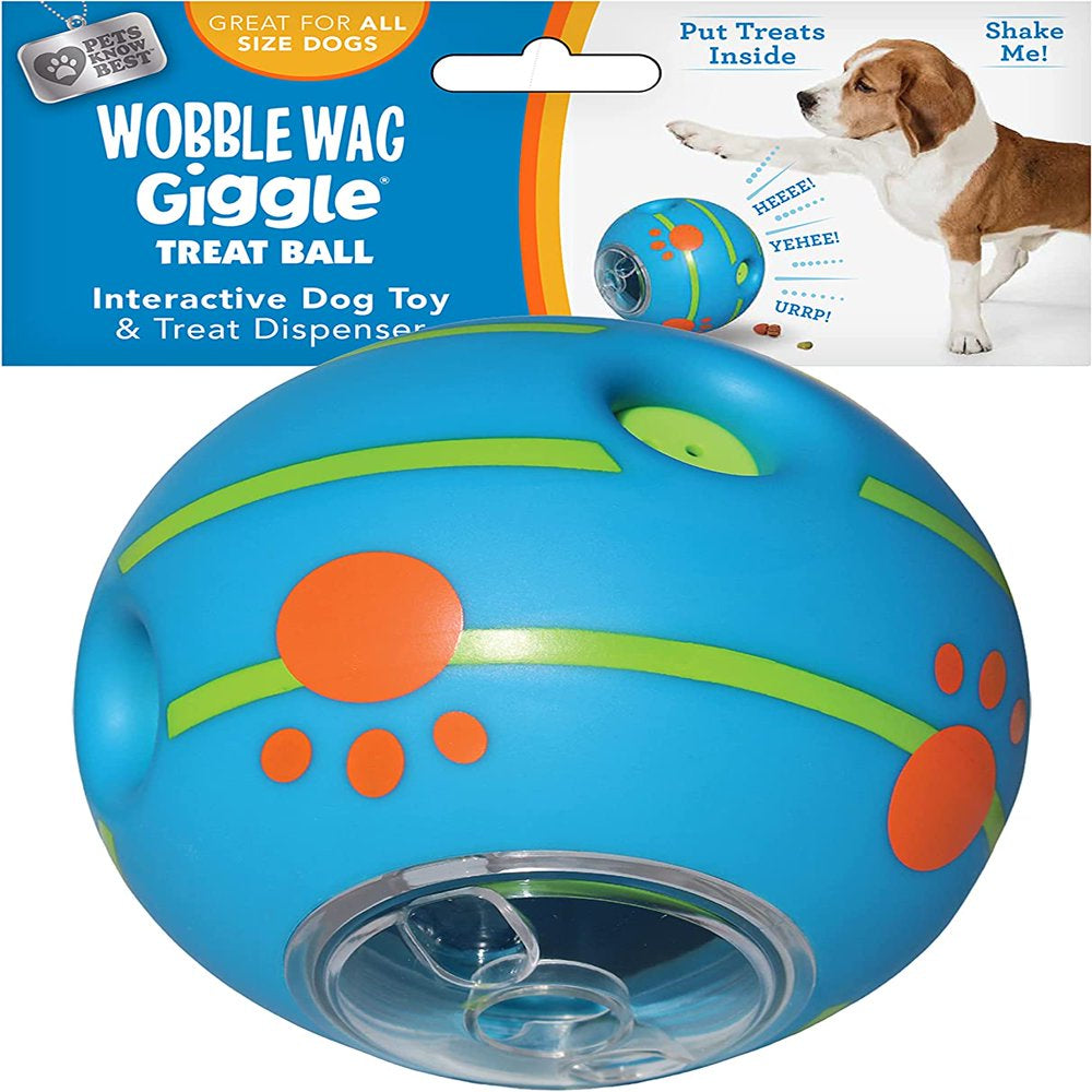 Wobble Wag Giggle Treat Ball, Interactive Dog Toy & Treat Dispenser, Blue