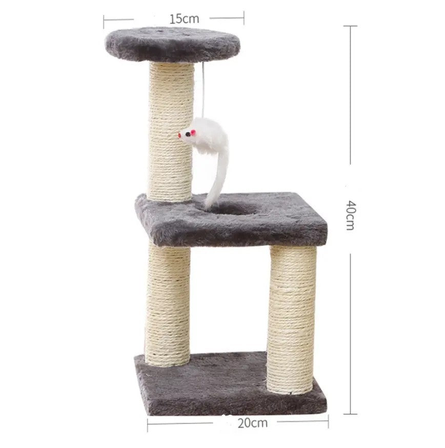 Active Cat Three Layer Toy with Jumping Platform Gray Indoor Tower