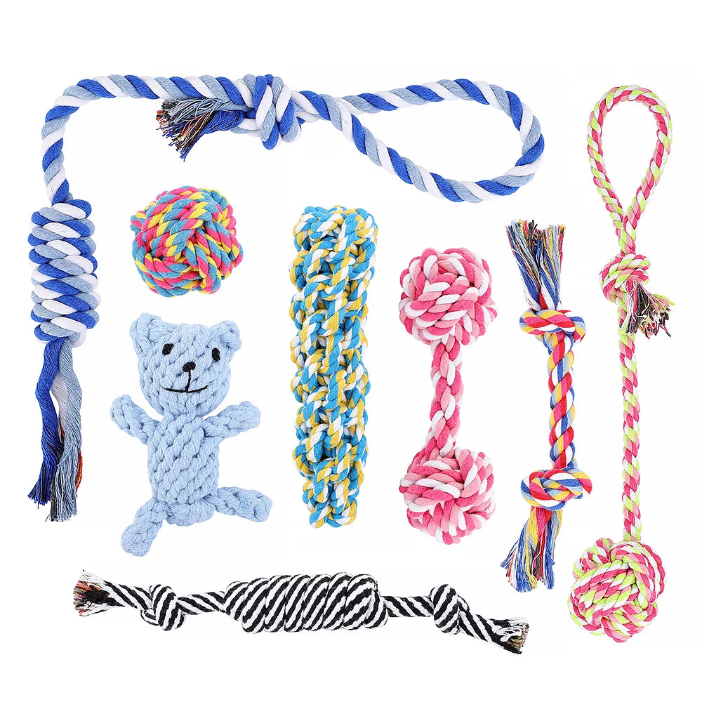 Dog Chew Toys for Aggressive Chewers, 8 Pack Interactive Washable Tough Teething Dog Rope Toys, for Puppies Small Medium Dogs