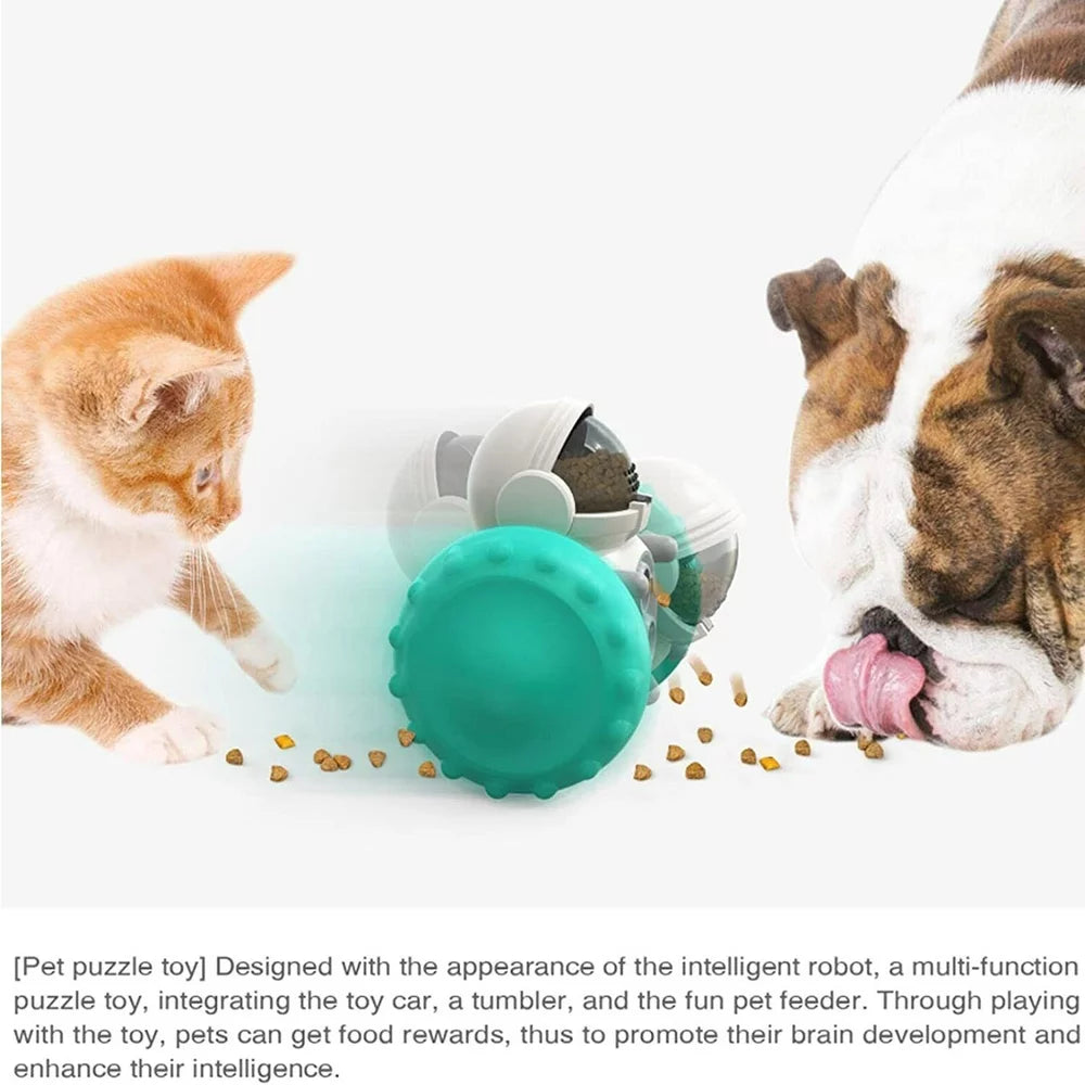 Dog Treat Ball IQ Training Treat Dispensing Dog Toys Interactive Food Puzzles Ball for Dogs Cats Pet Slow Feeder Ball Robot Green