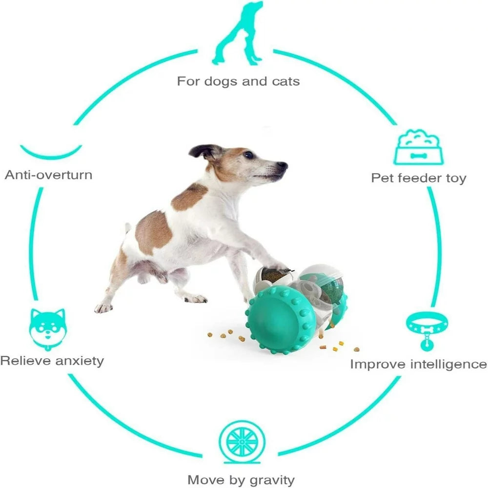 Dog Treat Ball IQ Training Treat Dispensing Dog Toys Interactive Food Puzzles Ball for Dogs Cats Pet Slow Feeder Ball Robot Green