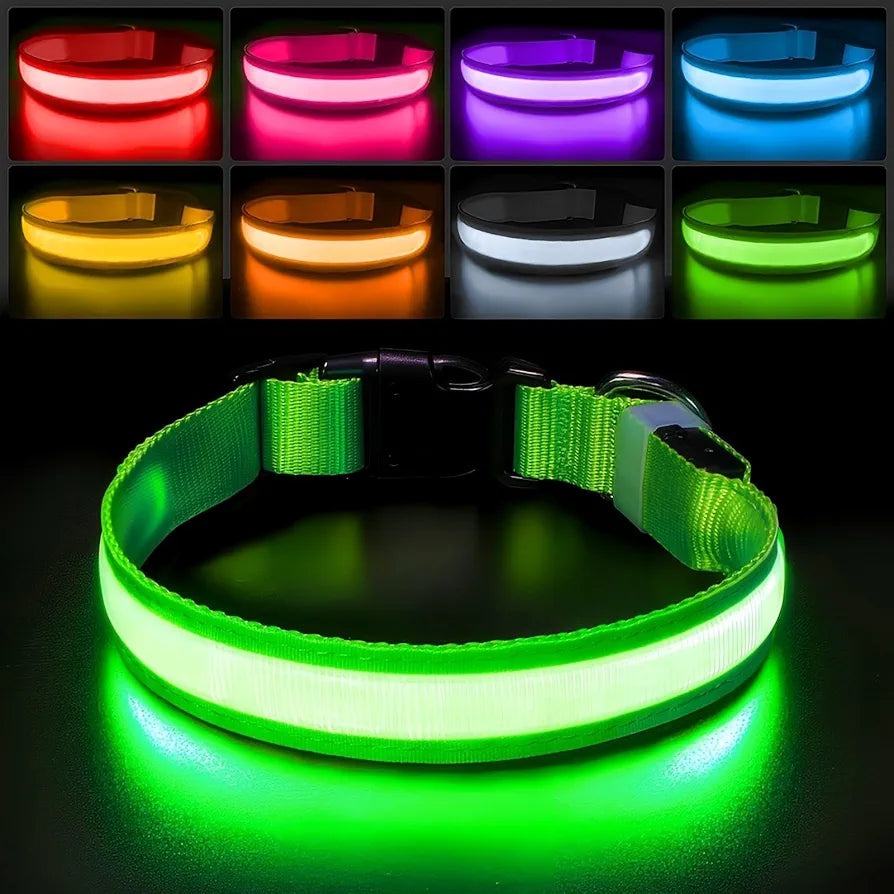 Rechargeable L.E.D Light Up Safety Dog Collar