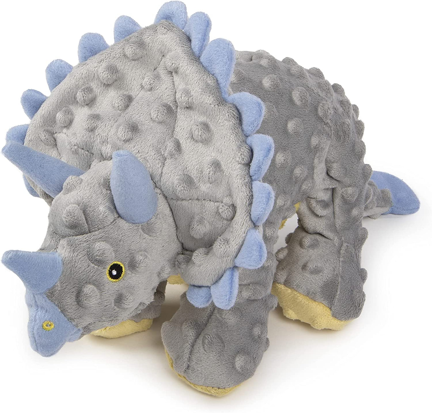 Dinos Frills Squeaky Plush Dog Toy, Chew Guard Technology - Gray, Large