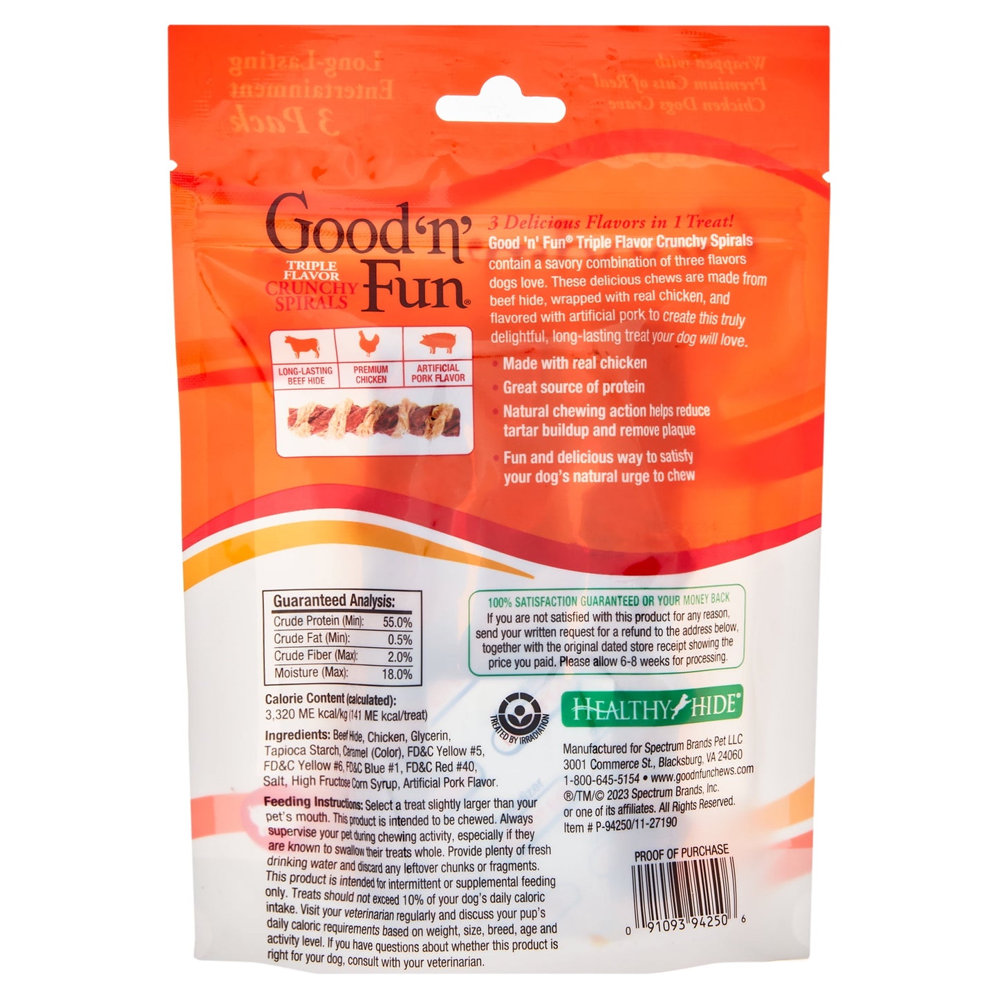 Good ‘N’ Fun Triple Flavor Crunchy Spirals, Long-Lasting Dog Chews, 3 Count