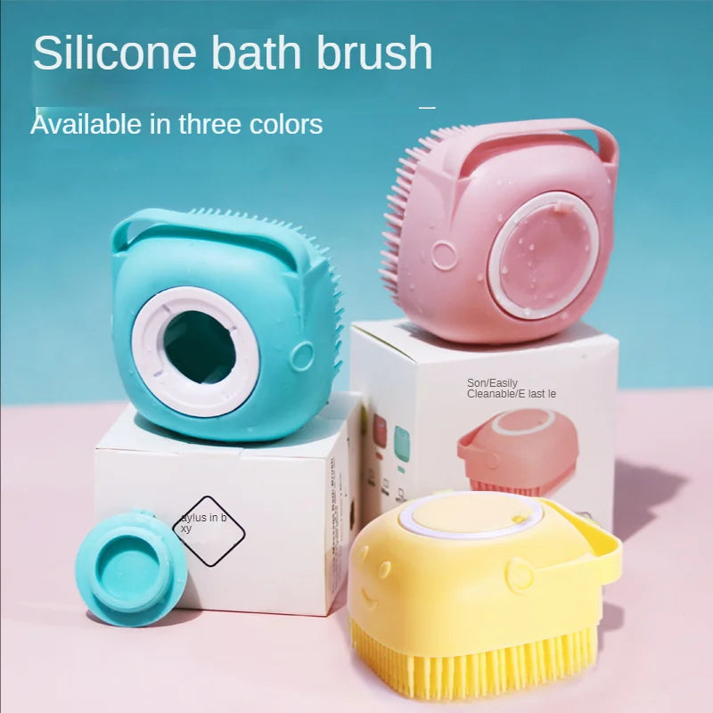 Eco-friendly Soft Pet Silicone Bath Brush With Soap Dispenser