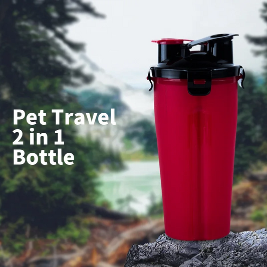 Pet Travel 2 in 1 Bottle Set Drinking Eating Dispenser Foldable Bowl Set