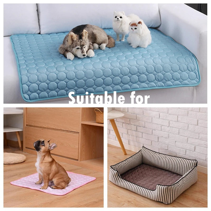 Dog Mat Cooling Summer Pad Mat For Dogs Cat Blanket Sofa Breathable Pet Dog Bed Summer Washable For Small Medium Large Dogs Car