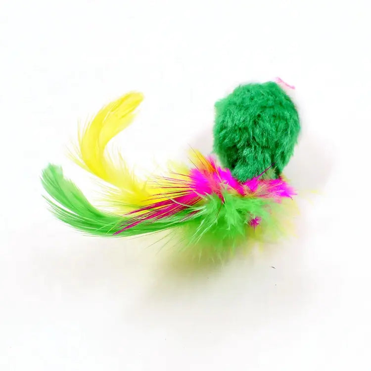 5 pack Plush Cat Mouse Toys with Colorful Tails