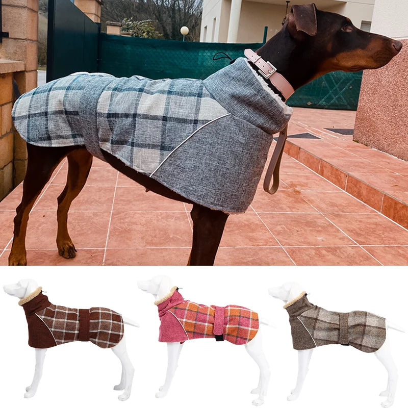 Fashion Plaid Print Pet Jacket with Belt for Dogs