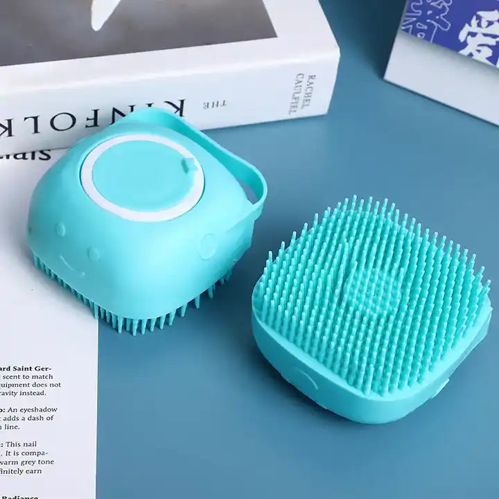 Eco-friendly Soft Pet Silicone Bath Brush With Soap Dispenser