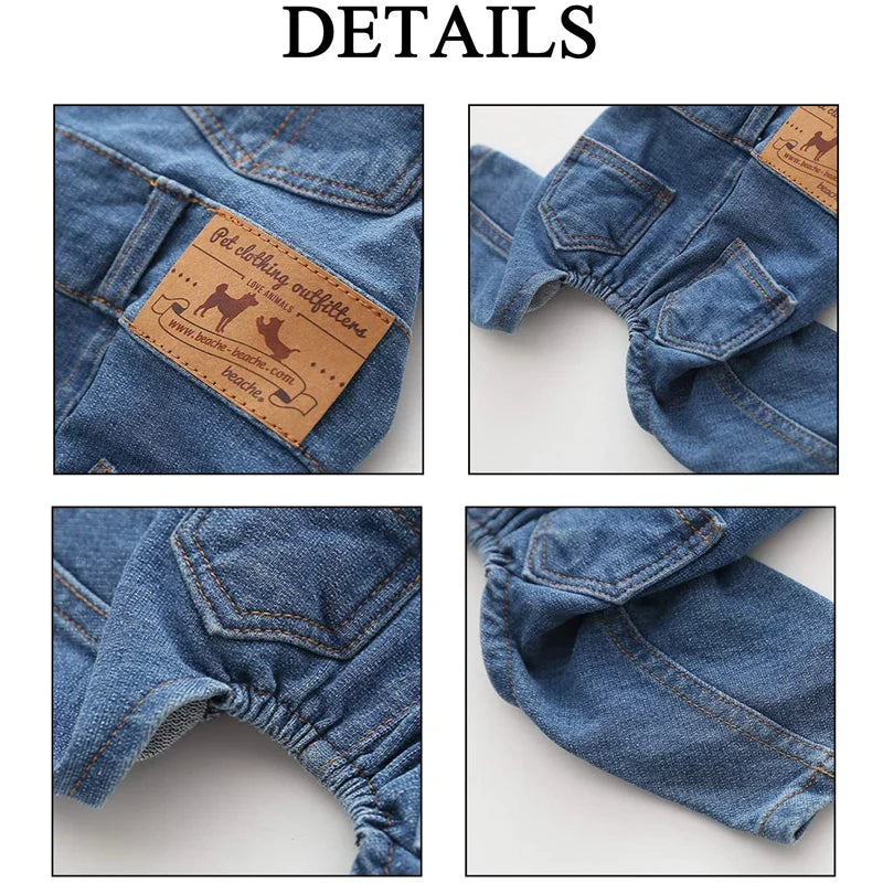 Fashion Pet Jean Overalls for Small Medium Dogs