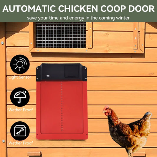 Automatic Chicken Coop Door Opener Battery Powered Light Sense Control Waterproof Pet Flap Accessories Upgrade ABS House Gate