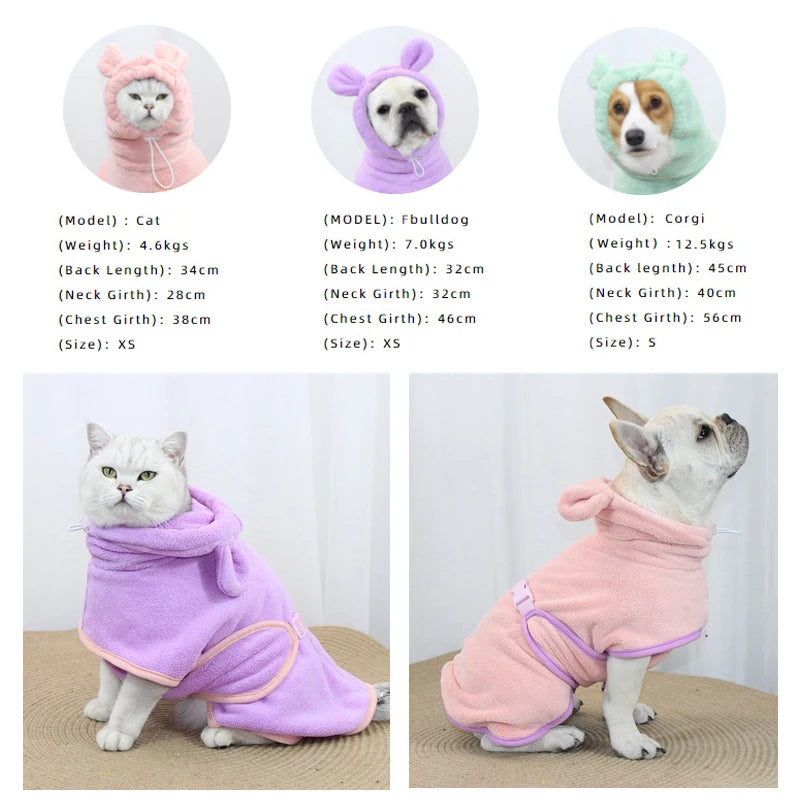 Bathrobe for Dogs Super Absorbent Fast Drying Hooded