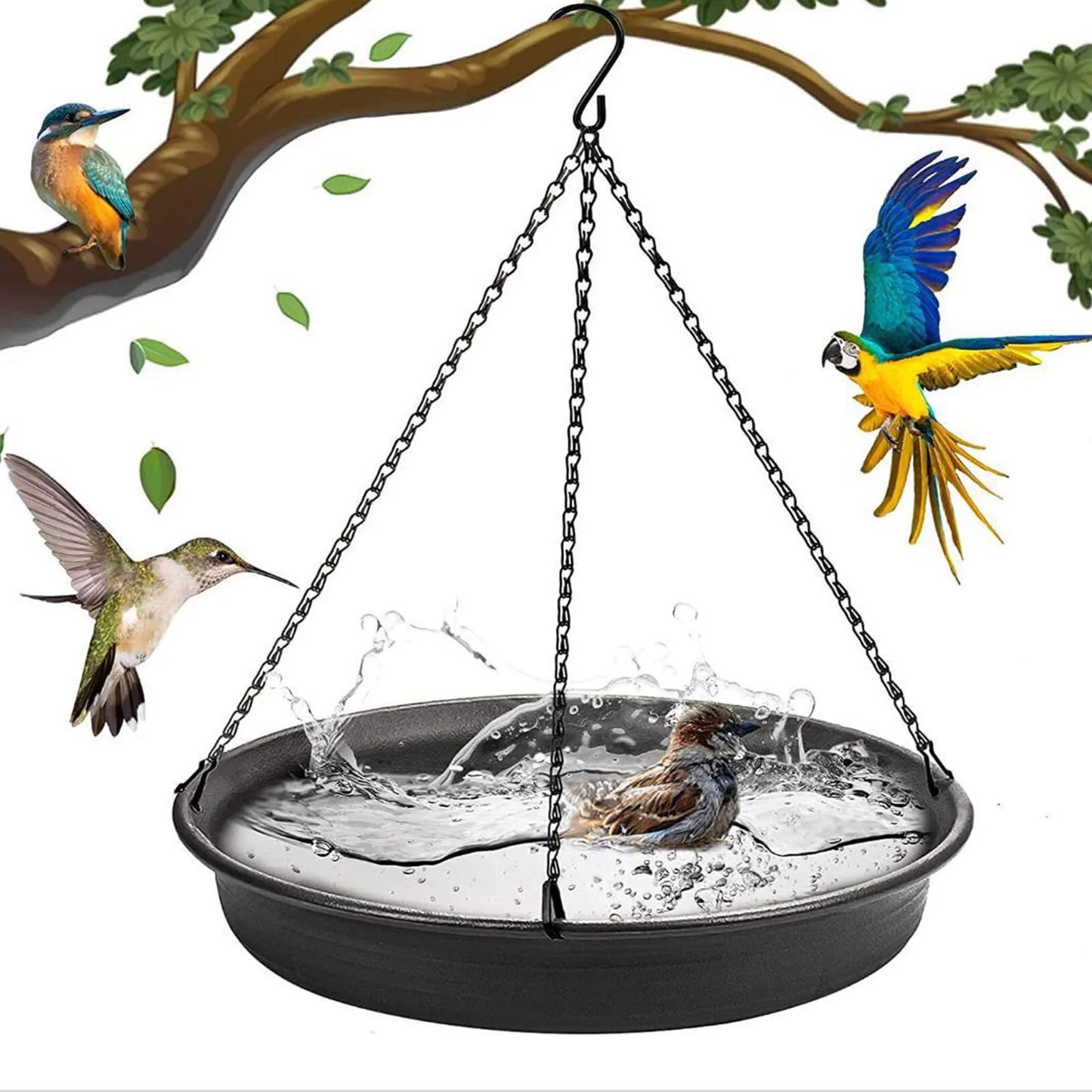 Hanging Bird Feeder Outdoor Bath Tray Bird Water Drinker Outdoor Feeder Garden Yard Decoration Plastic Bird Feeder Pet Supplies