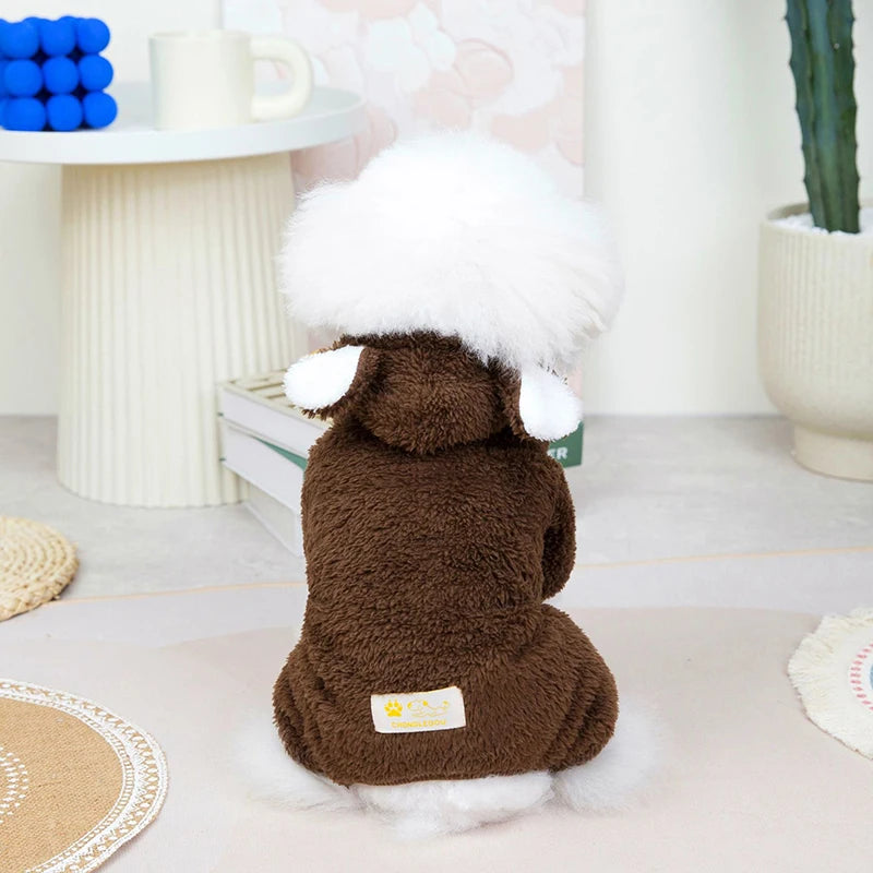 Bear Dog Jumpsuit Winter Warm Dog Clothes for Small Dogs