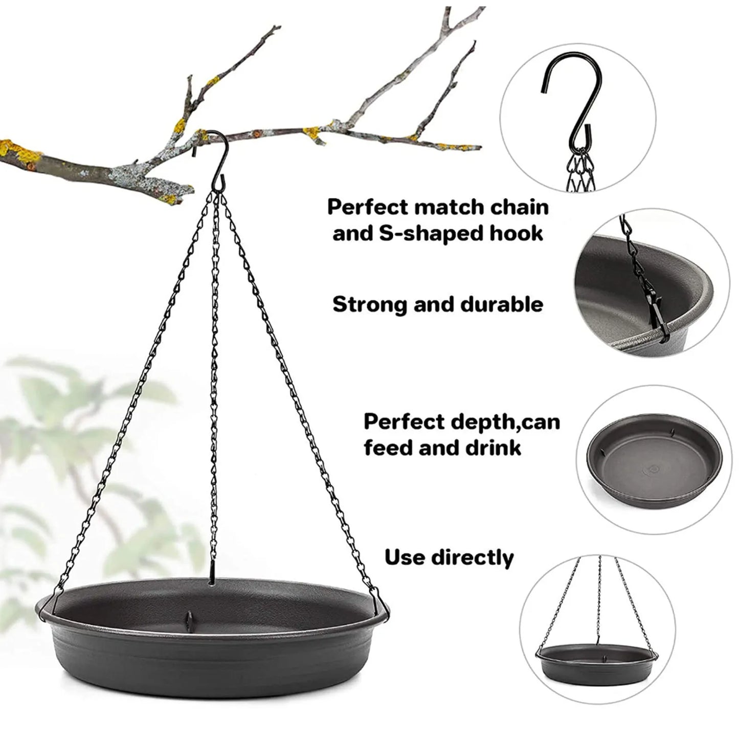 Hanging Bird Feeder Outdoor Bath Tray Bird Water Drinker Outdoor Feeder Garden Yard Decoration Plastic Bird Feeder Pet Supplies