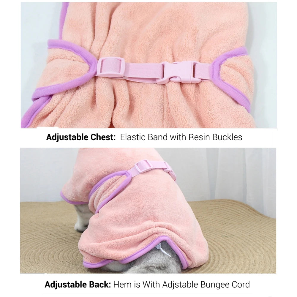 Bathrobe for Dogs Super Absorbent Fast Drying Hooded