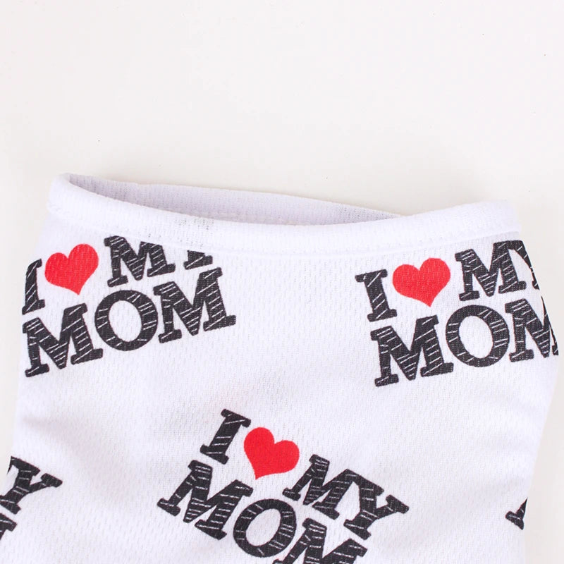 I Love my Mom all over printed dog tee