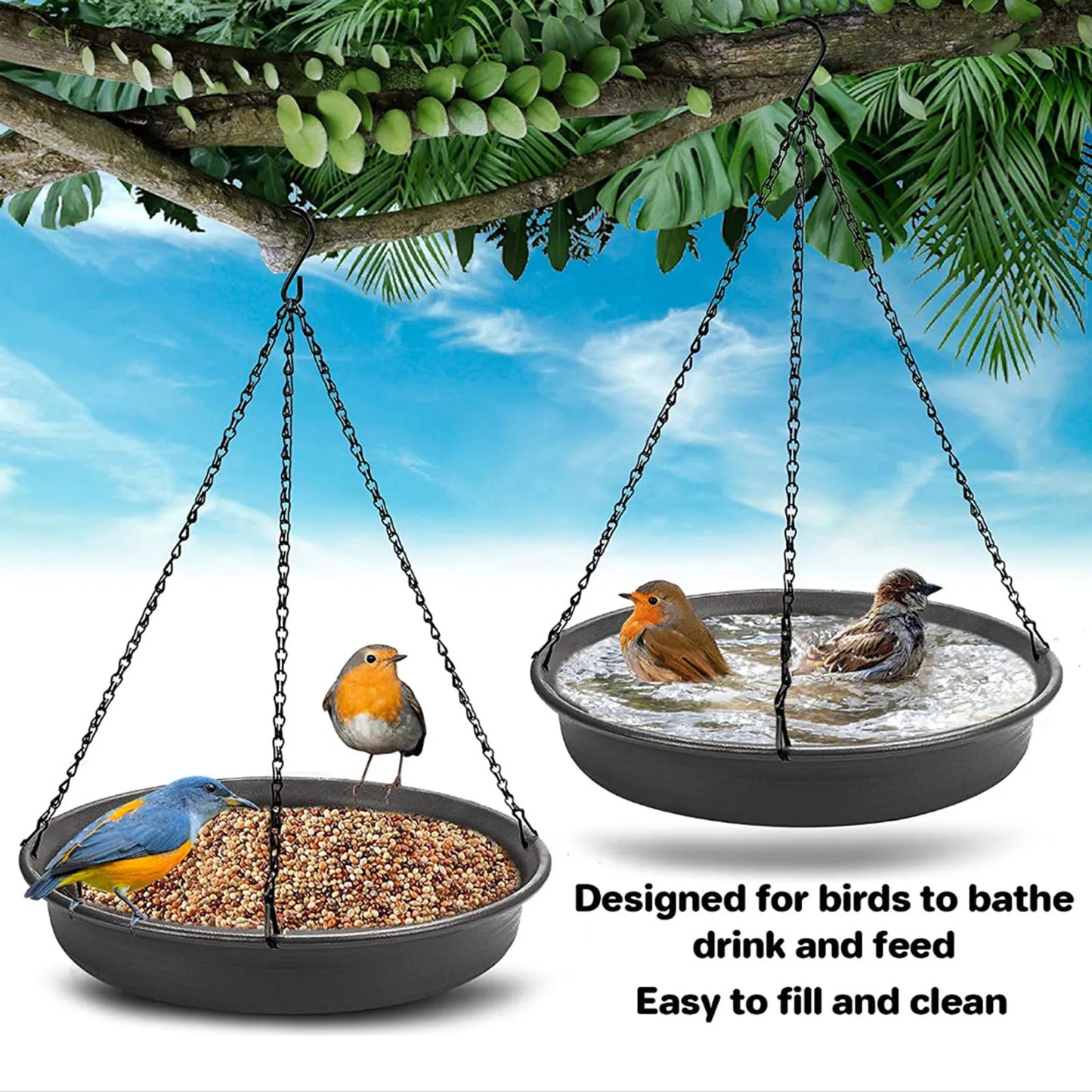 Hanging Bird Feeder Outdoor Bath Tray Bird Water Drinker Outdoor Feeder Garden Yard Decoration Plastic Bird Feeder Pet Supplies