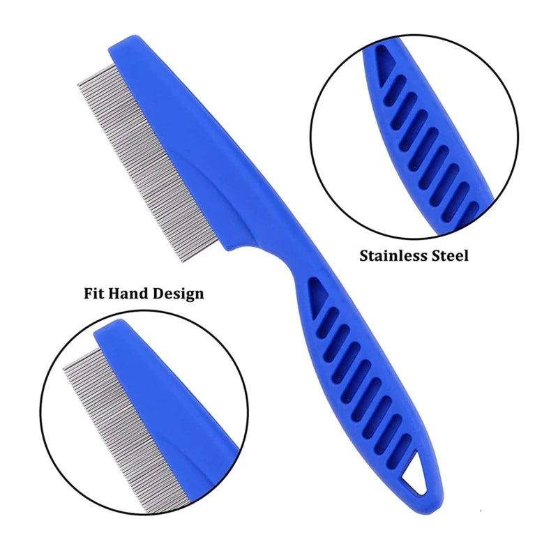 6pcs Flea Comb with Rounded Metal Teeth Durable Pet Tear Stain Remover Combs Dog Grooming Comb Set Float Hair Remover