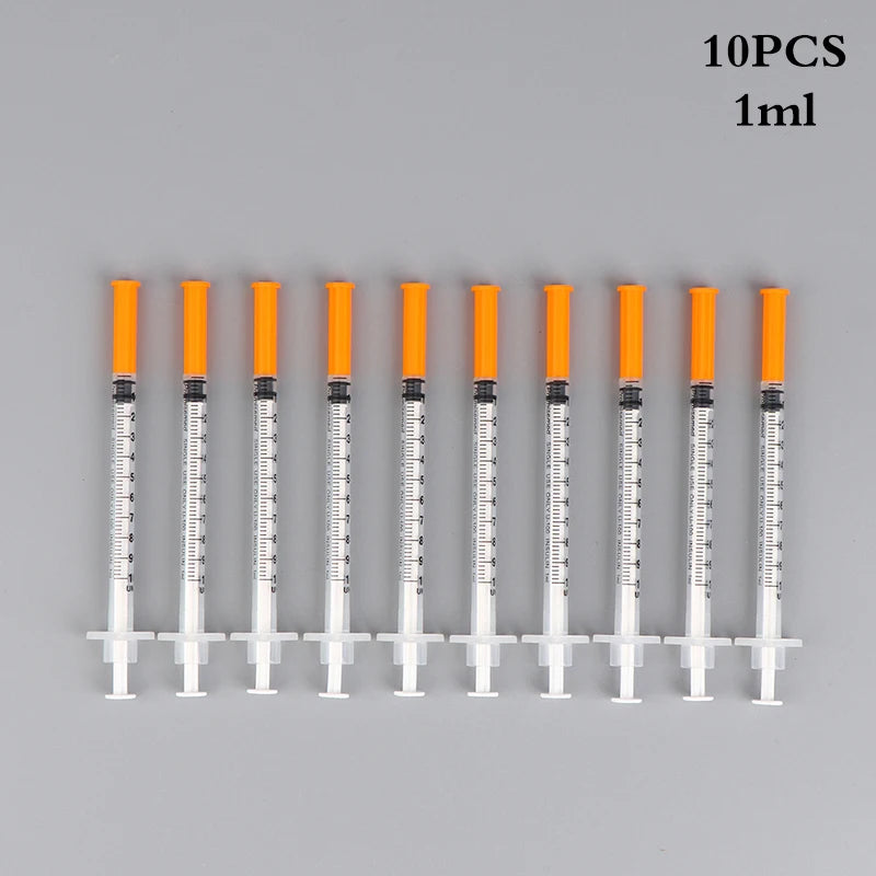 10pcs 1ml Disposable Plastic Veterinary Syringe With Needles For Pet Farm Animal Cat Dog Pig Cattle Sheep Horses