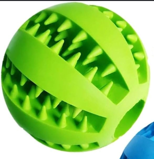 2pc Treat Feeder Tooth Cleaning Bite Resistant Rubber Chew Ball Toy