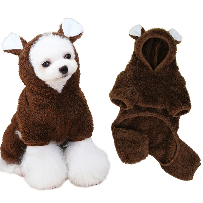 Bear Dog Jumpsuit Winter Warm Dog Clothes for Small Dogs