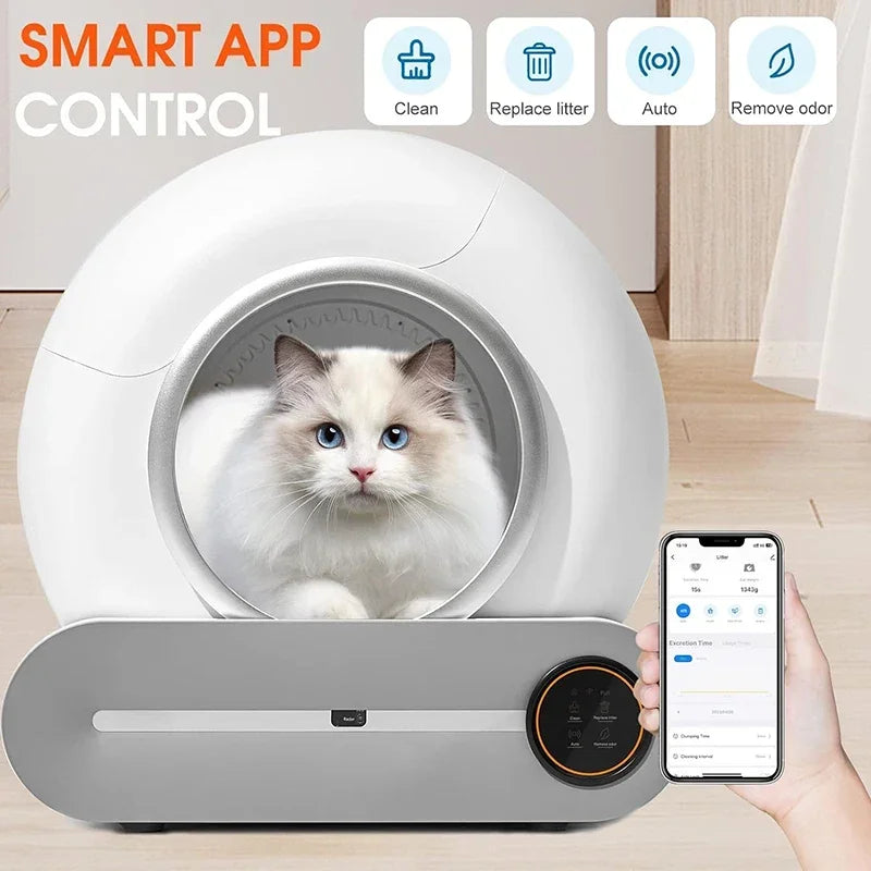 Automatic Smart Cat Litter Box Self Cleaning Fully Enclosed 65L Large