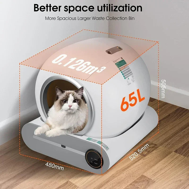 Automatic Smart Cat Litter Box Self Cleaning Fully Enclosed 65L Large