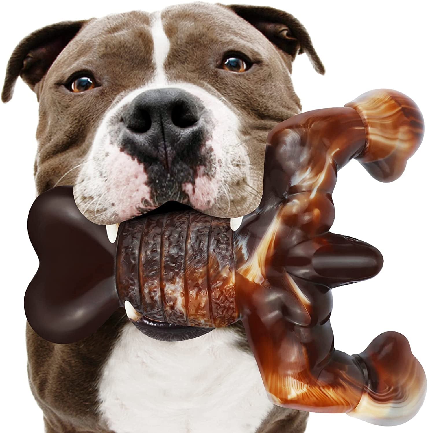 Indestructible Dog Chew Toys for Aggressive Chewers, Bacon Flavored, Tough Bone Durable Toys for Medium/Large Breed Dogs, Best Extreme Chew Toys to Keep Them Busy