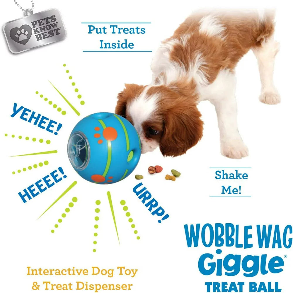 Wobble Wag Giggle Treat Ball, Interactive Dog Toy & Treat Dispenser, Blue