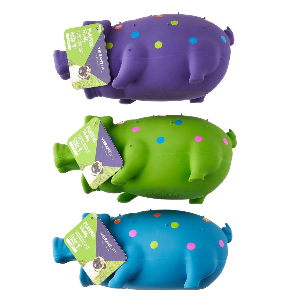 Playful Buddy Pigglesworth Latex Dog Toy, Grunting Noise, Color May Vary