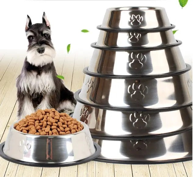 2 pc Stainless Steel Dog And Cat Food And Water Bowl Non Slip Base