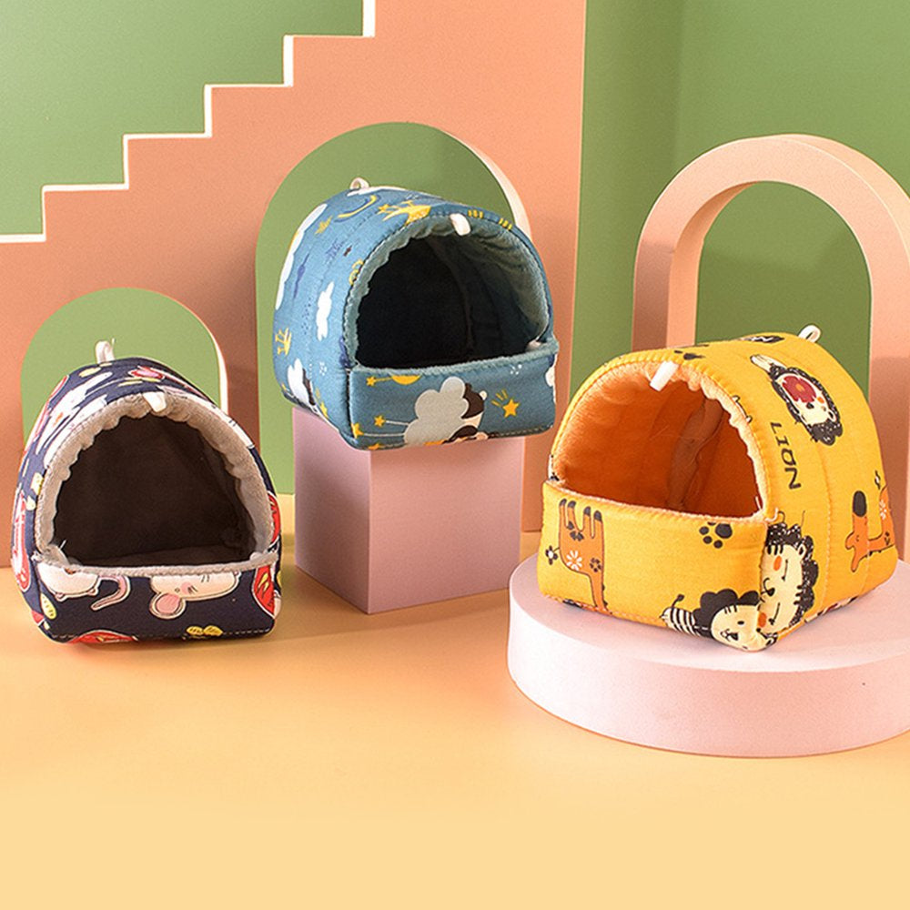 Cartoon Pattern Guinea Pig Cave House Bed, Rabbit Squirrel Chinchilla Hamster Hedgehog Nest Hideout, Small Animals Cage Warm Supplies, Machine Washable