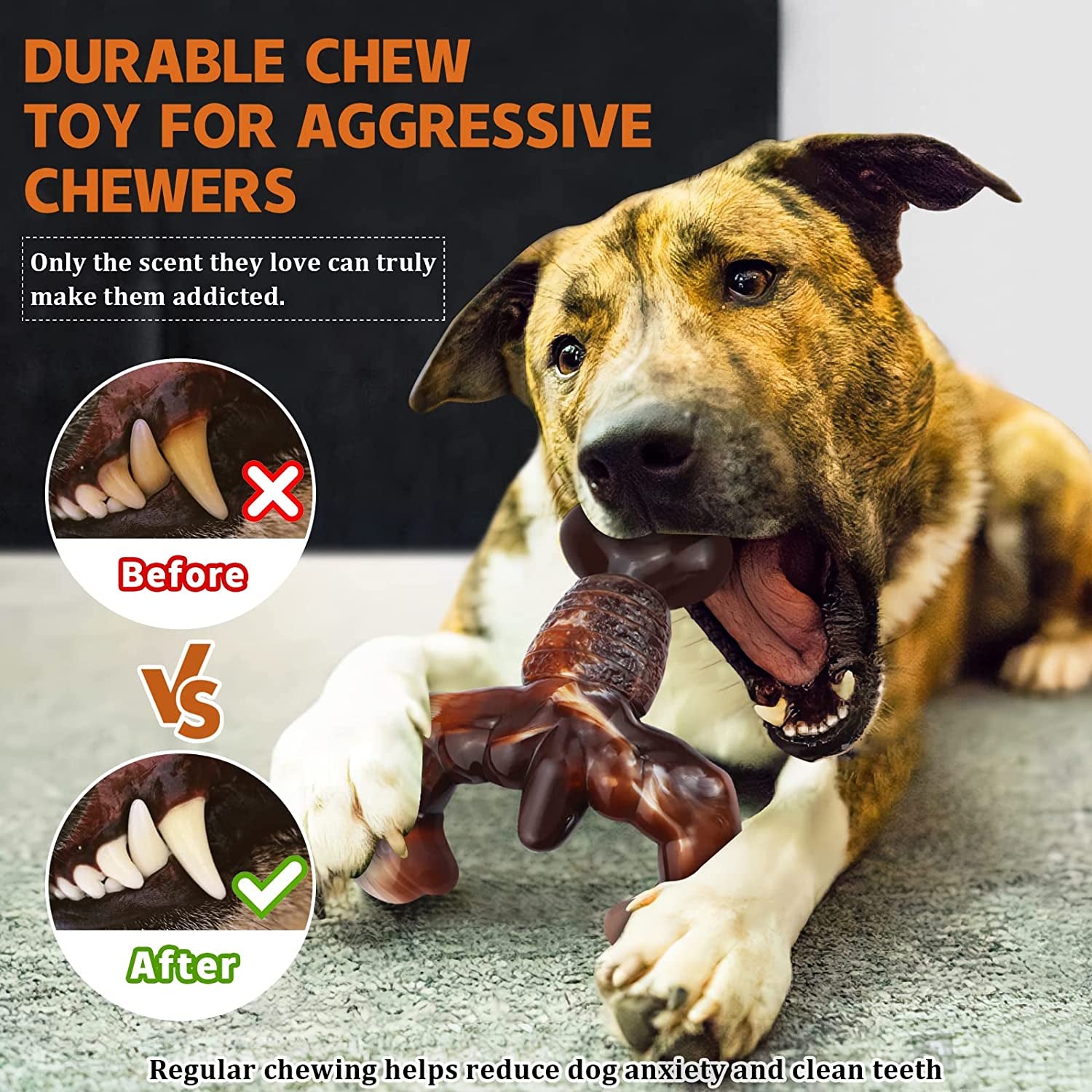 Indestructible Dog Chew Toys for Aggressive Chewers, Bacon Flavored, Tough Bone Durable Toys for Medium/Large Breed Dogs, Best Extreme Chew Toys to Keep Them Busy