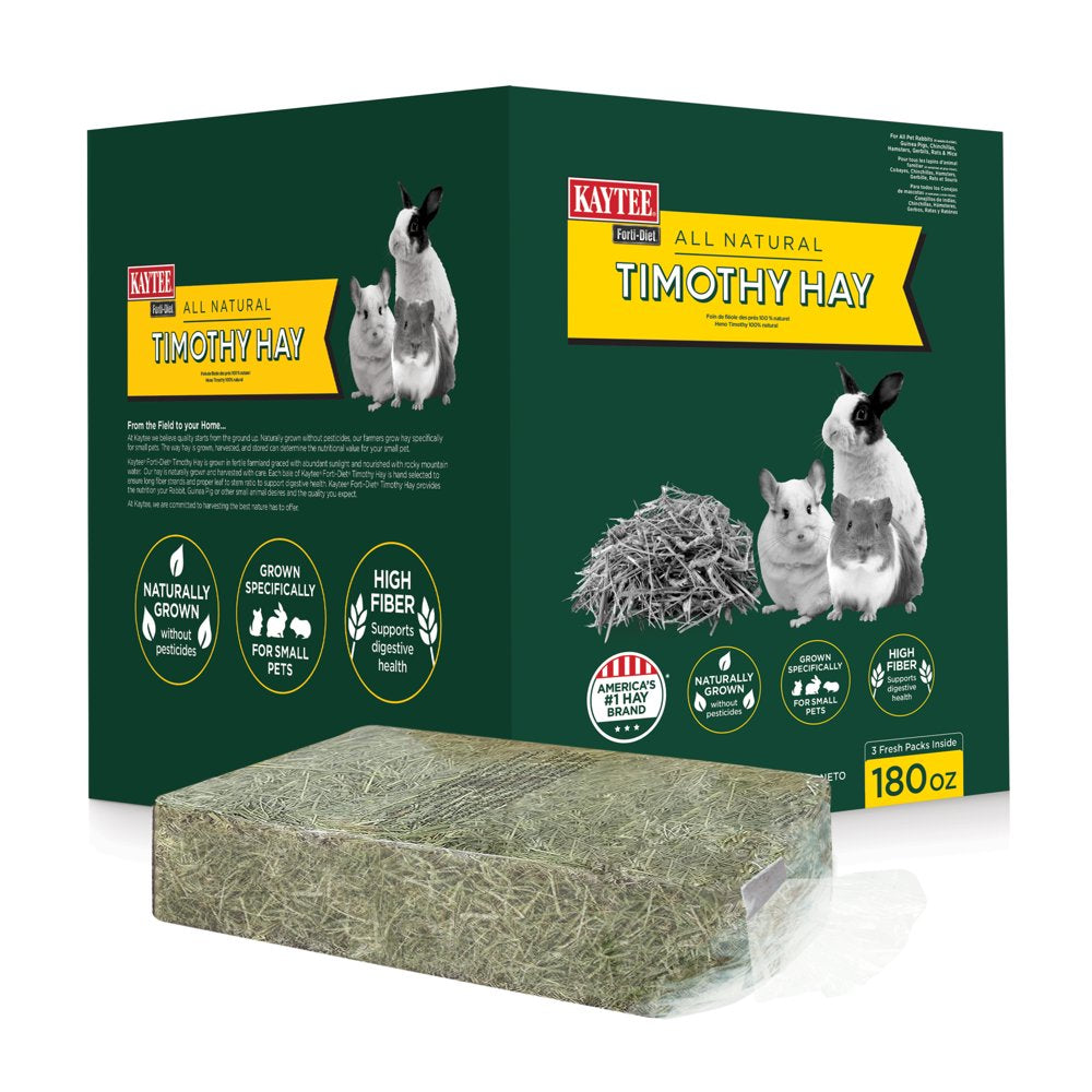 Forti Diet Timothy Hay for Rabbits, Guinea Pigs, Hamsters, Chinchillas and Other Small Animals, 180 Ounces