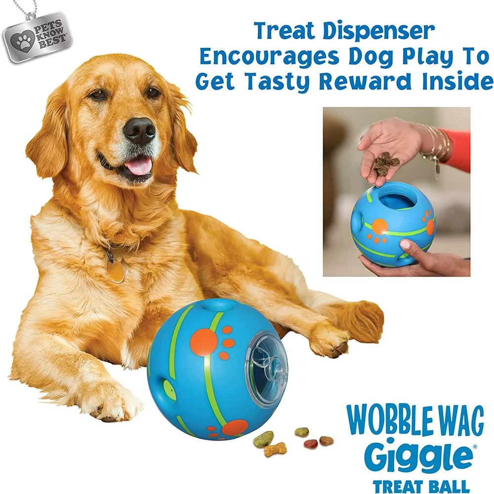 Wobble Wag Giggle Treat Ball, Interactive Dog Toy & Treat Dispenser, Blue