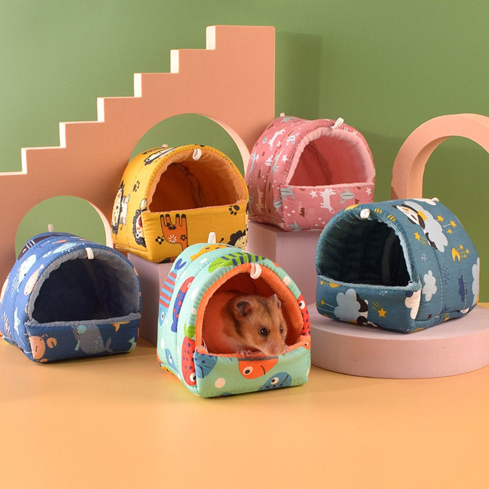 Cartoon Pattern Guinea Pig Cave House Bed, Rabbit Squirrel Chinchilla Hamster Hedgehog Nest Hideout, Small Animals Cage Warm Supplies, Machine Washable