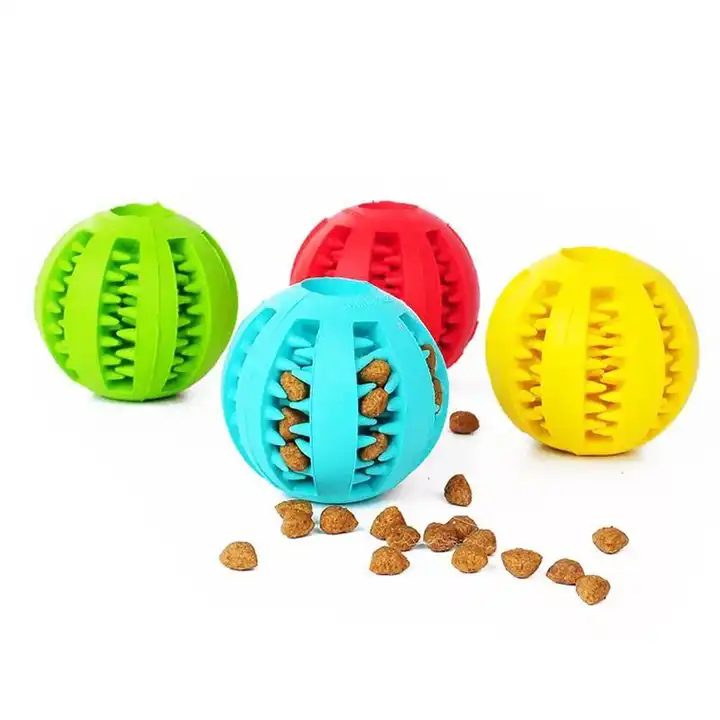 2 Food Treat Feeder Tooth Cleaning Bite Resistant Rubber Chew Toy