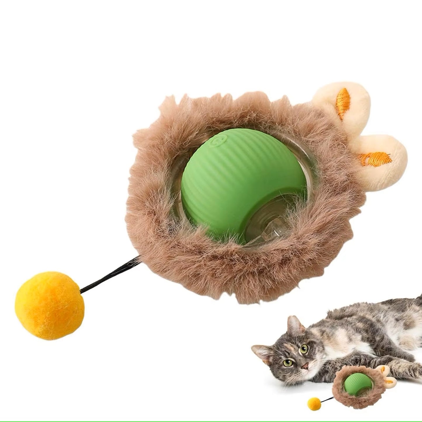 Interactive Smart Ball With Tail Accessories Rolls on Carpet Fast Indestructible Cat Toy