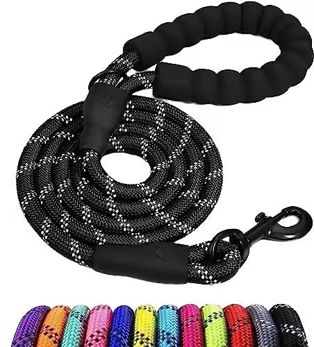 5' Soft Handle Reflective Braided Nylon Rope Dog Leash