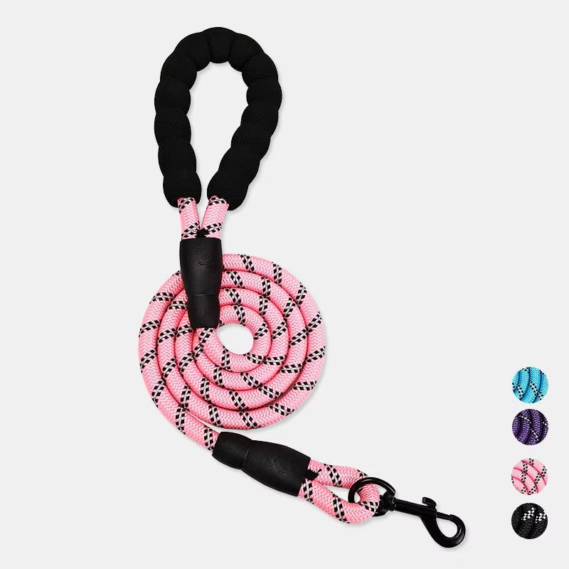 5' Soft Handle Reflective Braided Nylon Rope Dog Leash