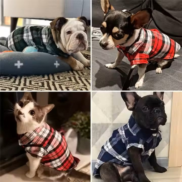 Super Cute Cotton Plaid Dog Shirts